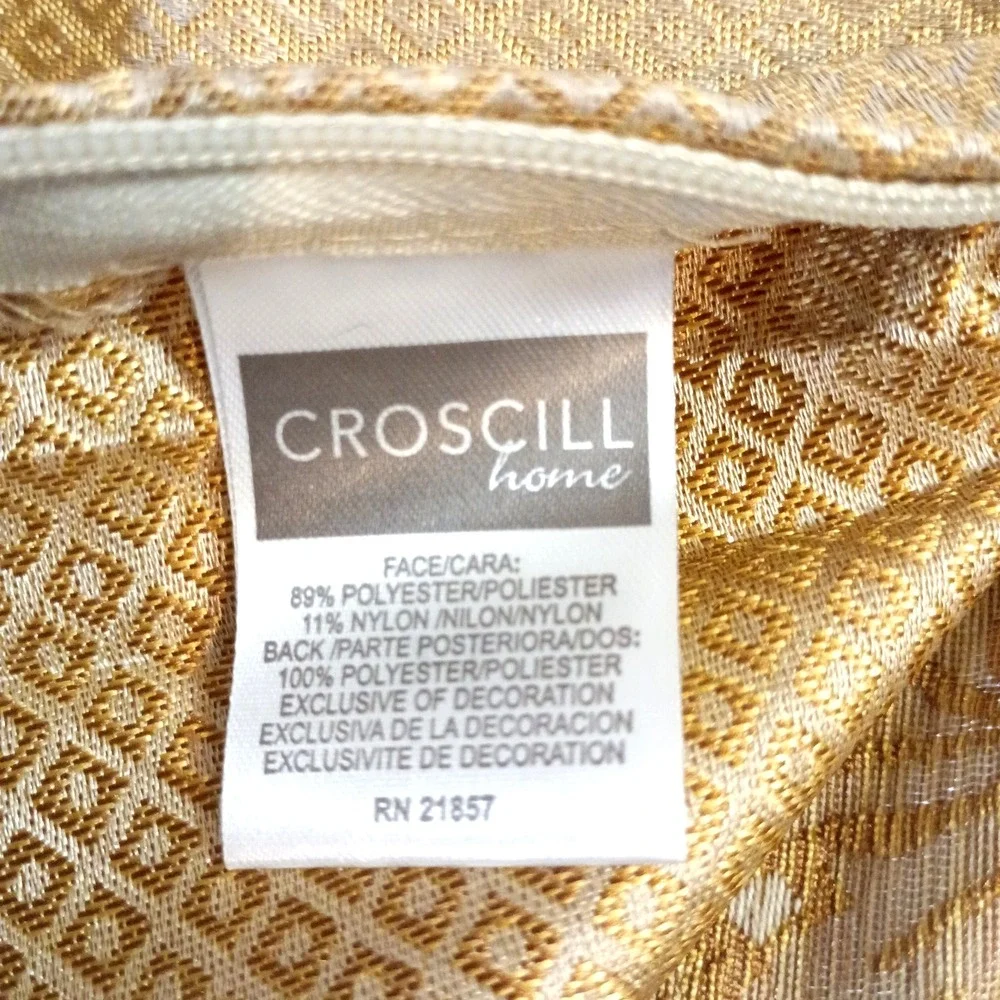 Croscill Excelsior Gold Paisley Scroll (2) Standard Pillow Shams Cording Ruffle